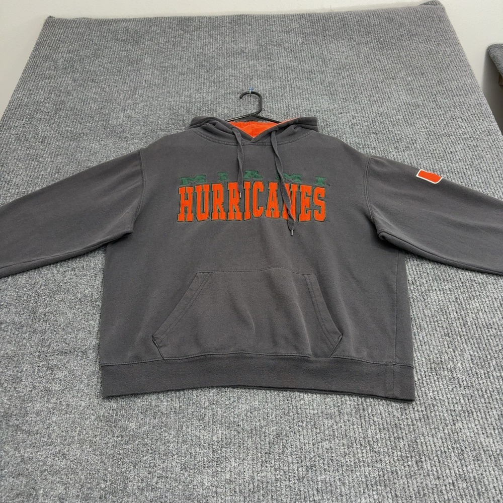 Miami Hurricanes Stadium Athletics Hoodie Mens L Grey Cotton Poly Pullover Gorp